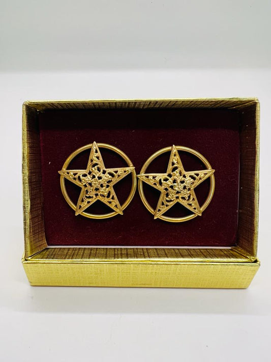 Western Star Gold Plaited Earrings