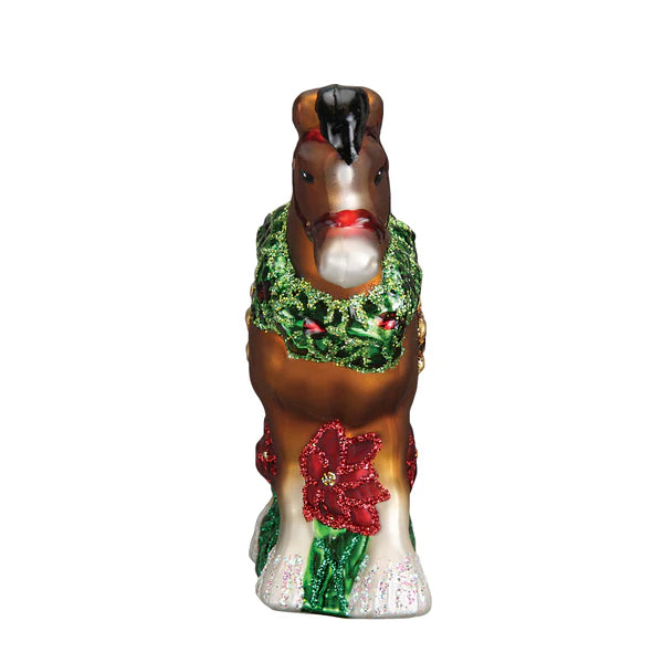 Blown Glass Ornament- Holiday Clydesdale