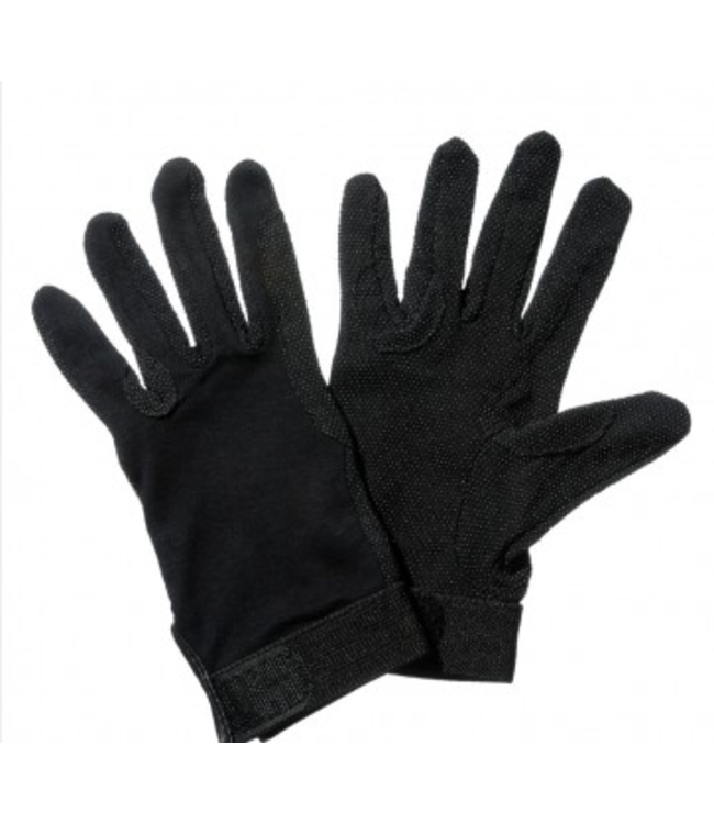 Black Cotton Pimple Grip Riding Gloves.