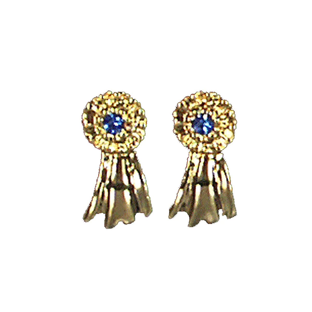 Blue Ribbon Earrings || Gold