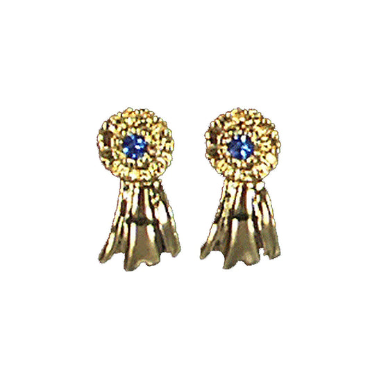 Blue Ribbon Earrings || Gold