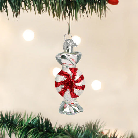 Blown Glass Ornament- Peppermint Candy