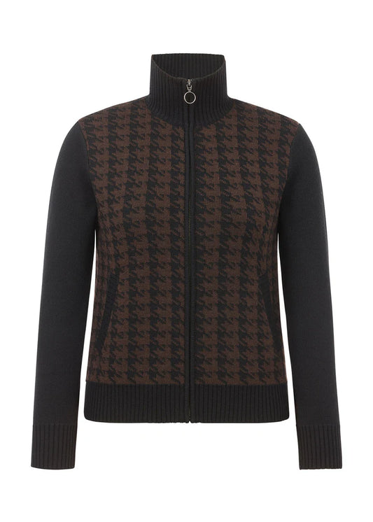 EQ Houndstooth Full Zip Sweater