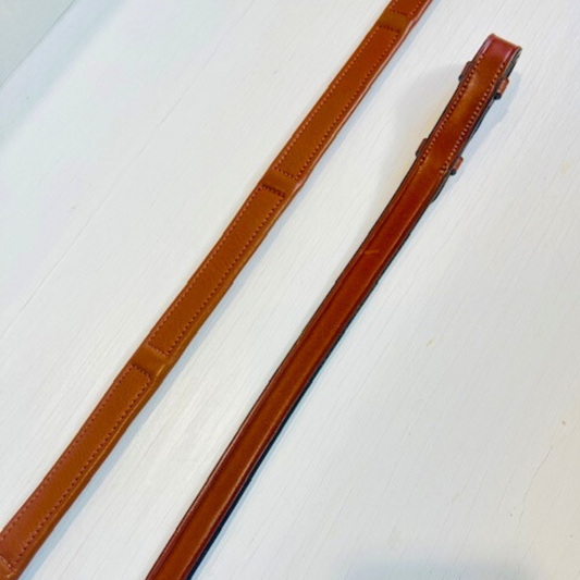 Red Barn Calf Lined Reins with Stops || DISCONTINUED COLOR