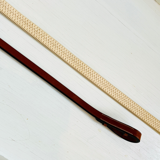 Crosby Rubber Reins- Hazel/White || DISCONTINUED