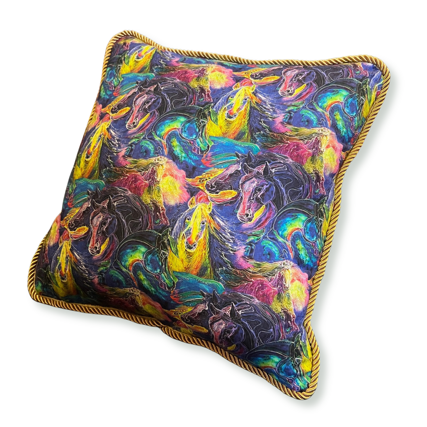 Neon Horses || Handmade EDouble Sided Throw Pillow
