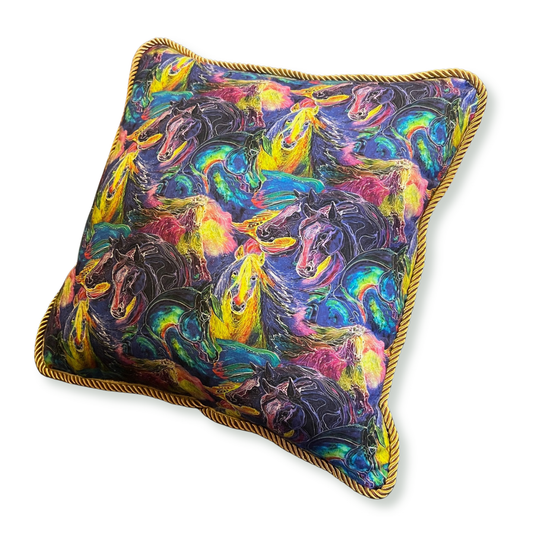 Neon Horses || Handmade EDouble Sided Throw Pillow
