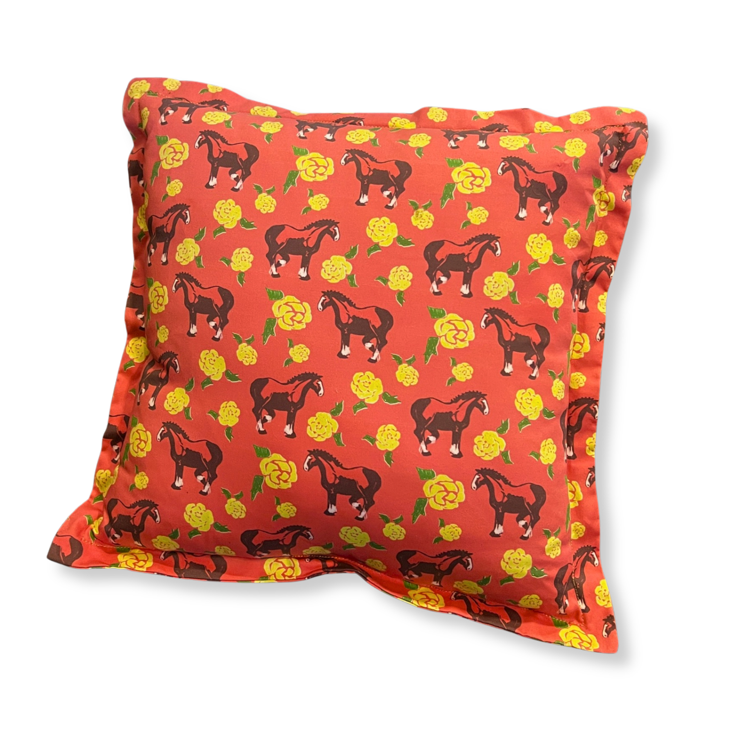 Carnations & Clydesdales || Handmade Medium Throw Pillow