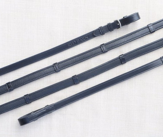 Red Barn Calf Lined Reins with Stops- Pin End