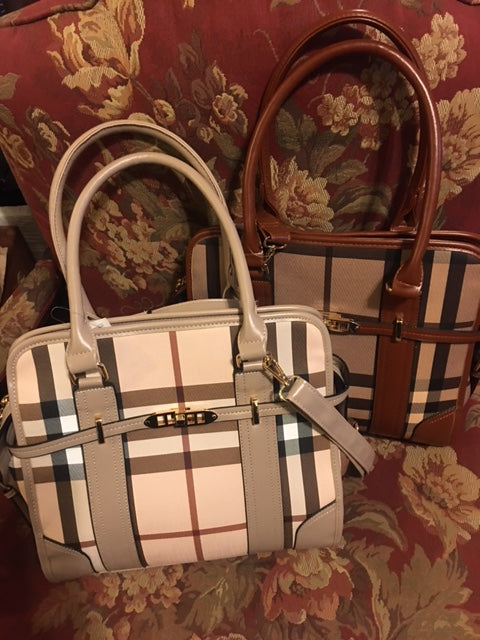 Classic Plaid Handbag in Tan