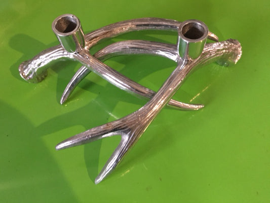 Antler Candle Holder in Cast Pewter