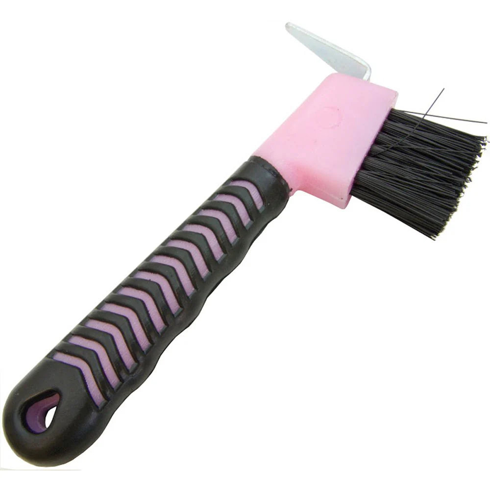 Rubber Grip Hoof Pick with Brush