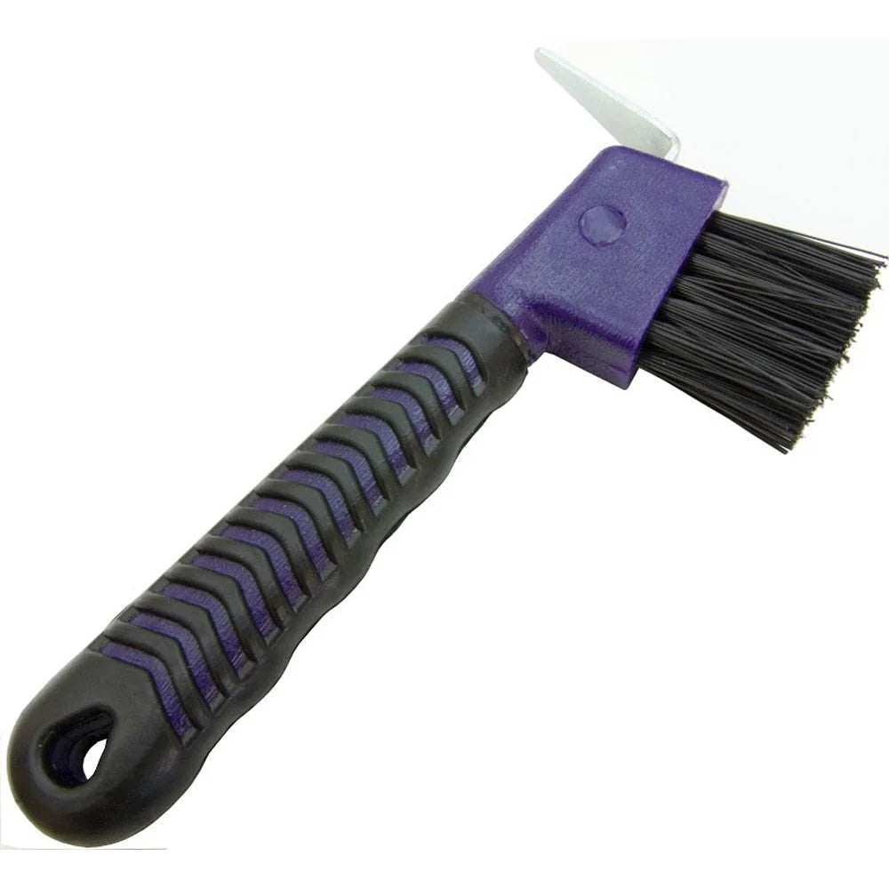 Rubber Grip Hoof Pick with Brush