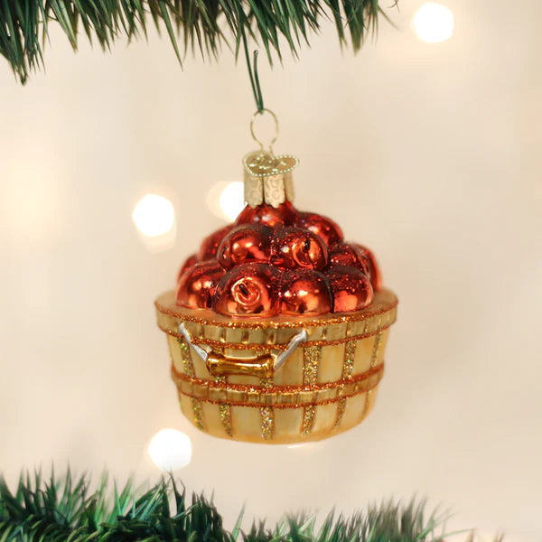 Blown Glass Ornament- Apple Basket