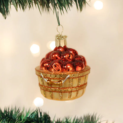 Blown Glass Ornament- Apple Basket