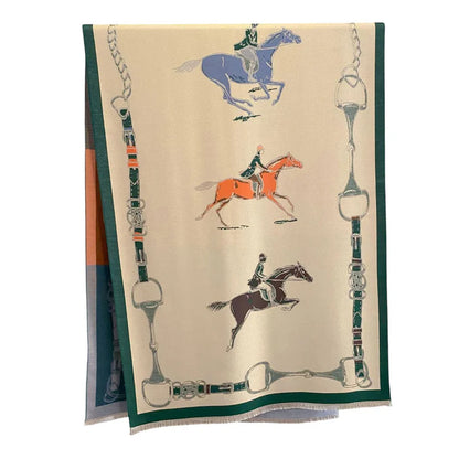 AWST Int'l Hunter Horses Acrylic Cashmere Scarf