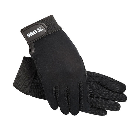 Black Cotton Grip Summer Riding Gloves