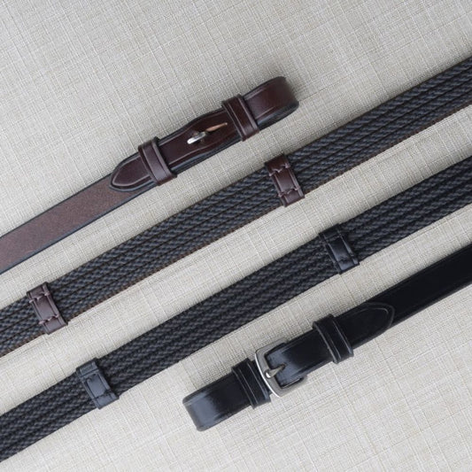 Red Barn Special Grip Reins- Brown Pin End