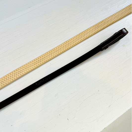 Crosby Rubber Reins- Sherry/White || DISCONTINUED