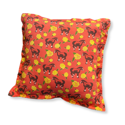 Carnations & Clydesdales || Handmade Medium Throw Pillow
