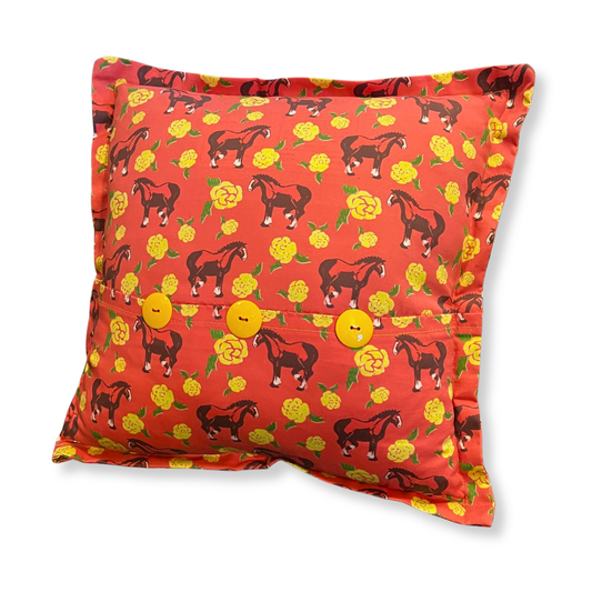 Carnations & Clydesdales || Handmade Medium Throw Pillow