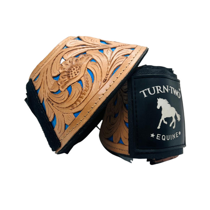Turn Two || Mesquite Tooled No Turn Bell Boots || Light Blue ONLY