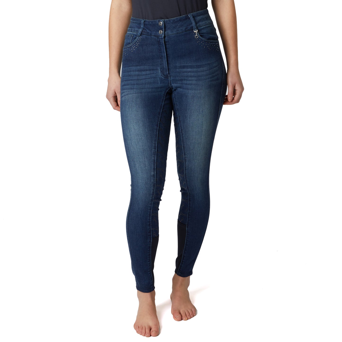 Kaia Denim Full Seat Breech with Crystals || Size 22 ONLY