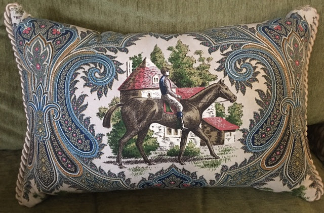 Pillow Victorian Jockey~Handmade Locally! 14"x20", Green or Burgundy